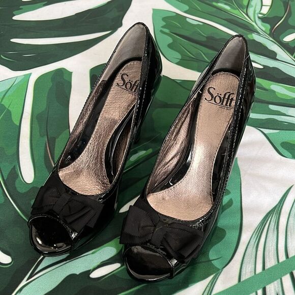 Sofft brand, black patent pumps with bow - Picture 2 of 6